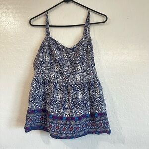 Torrid Blue and White Patterned Tank Top